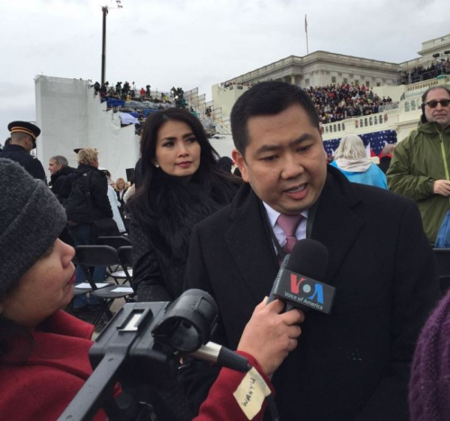 CEO MNC Group Hary Tanoesoedibjo diwawancara oleh VoA saat menghadiri inagurasi Donald Trump (Foto: Istimewa)