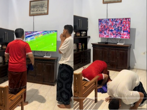 Viral 2 Pemuda Langsung Sujud Syukur Lihat Kemenangan Timnas Indonesia U-23, Netizen: Tegang Sambil Dzikir