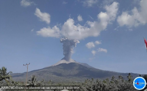 Sore Ini, Gunung Lewotobi Laki-Laki 2 Kali Erupsi Beruntun Luncurkan Abu 1.200 Meter