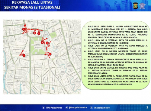 Awas Macet! Begini Rekayasa Lalu Lintas saat HUT Ke-79 TNI di Sekitar Monas