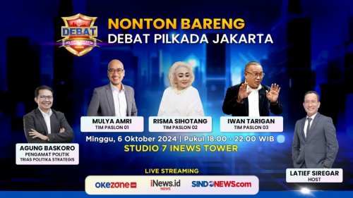 Ini Link Live Streaming Debat Pilkada Jakarta di Okezone.com, Minggu Sore Mulai Pukul 18.00 WIB