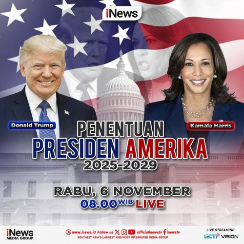 Kupas Tuntas Pemilihan Presiden Amerika 2024 dan Penentuan Presiden Amerika 2025-2029, Mulai Malam ini Pukul 21.00 WIB, Live di iNews