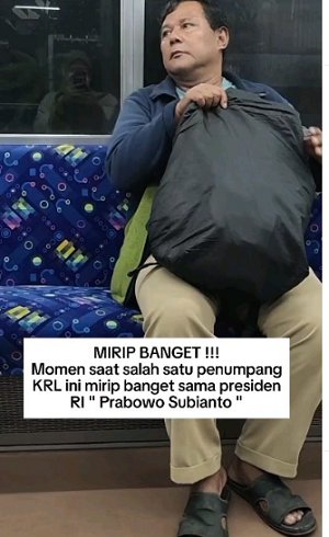 Viral! Penumpang KRL Sangat Mirip Presiden Prabowo Subianto