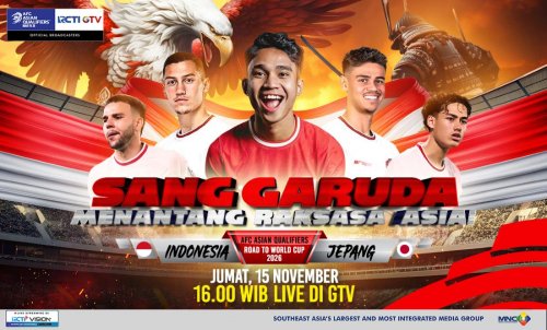 Kawal Mimpi sang Garuda Taklukkan Raksasa Asia, Saksikan Timnas Indonesia vs Jepang, Live di GTV