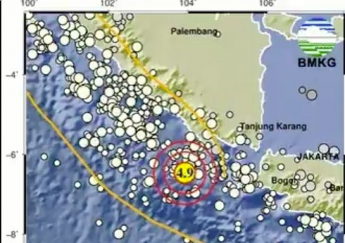 Gempa M4,9 Guncang Tanggamus Lampung Tak Berpotensi Tsunami