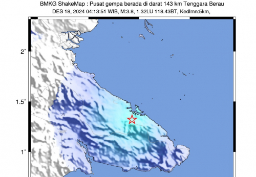 Gempa Dangkal M3,8 Guncang Berau Kaltim