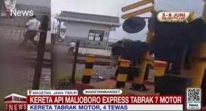 KA Malioboro Tabrak 7 Kendaraan di Magetan, 4 Oran